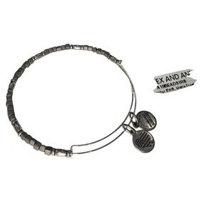 Alex and Ani Zephyr Matte Frost Rafaelian Bangle Silver Cube Expandable Boho